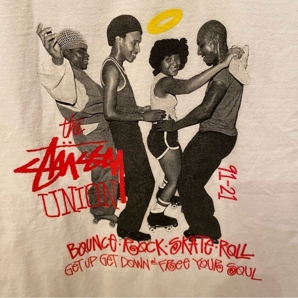 Rare* STUSSY x UNION Graphic White T-Shirt Size Small-Unisex - Picture 2 of 7